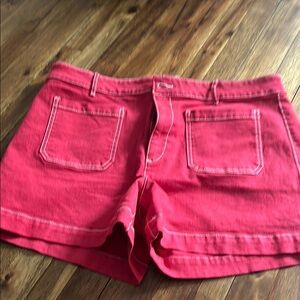 LOFT Red Jean Shorts